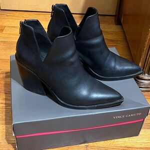 Vince Camuto Black Leather Ankle Boots